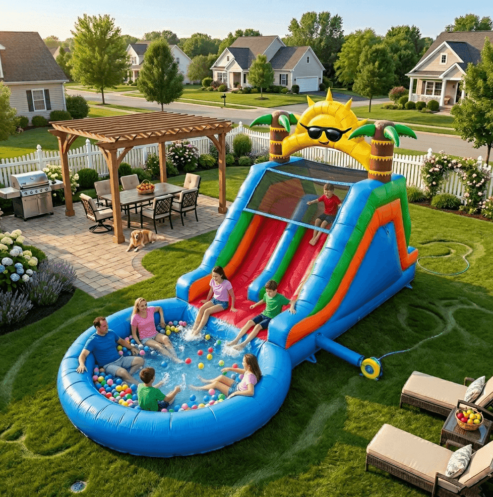 OFFMUST 22.5ft Giant Inflatable Water Slide for Big Kids, Commercial Grade PVC Blow Up Water Slide for Adults Heavy Duty Backyard Water Park