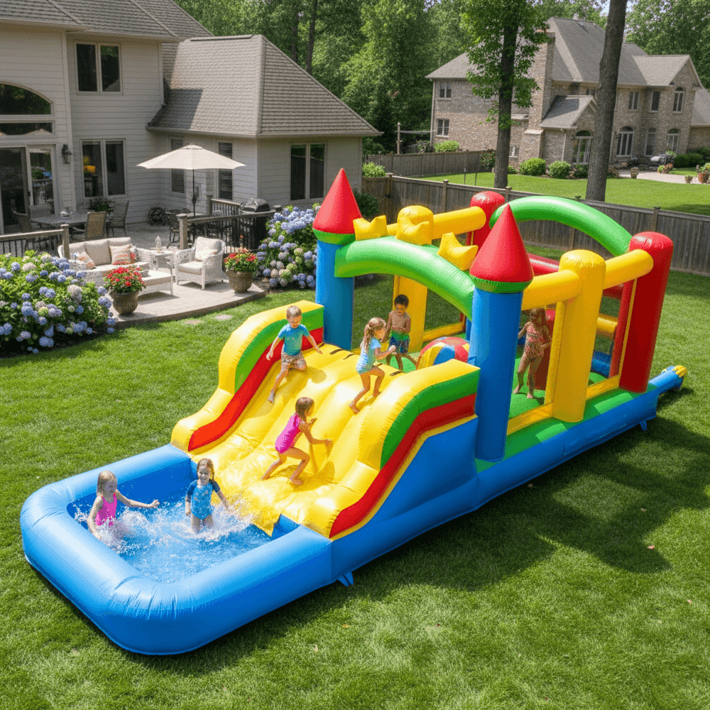 OFFMUST 23ft Commercial Inflatable Obstacle Course with Pool, Premium ...