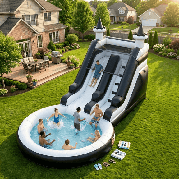 OFFMUST 24FT(L) Inflatable Water Slide for Adults KidsGiant Inflatable Pool&Dartboard100% PVC Commercial Grade Water Slides with Blower, Giant Adult Water Slide Outdoor Backyard