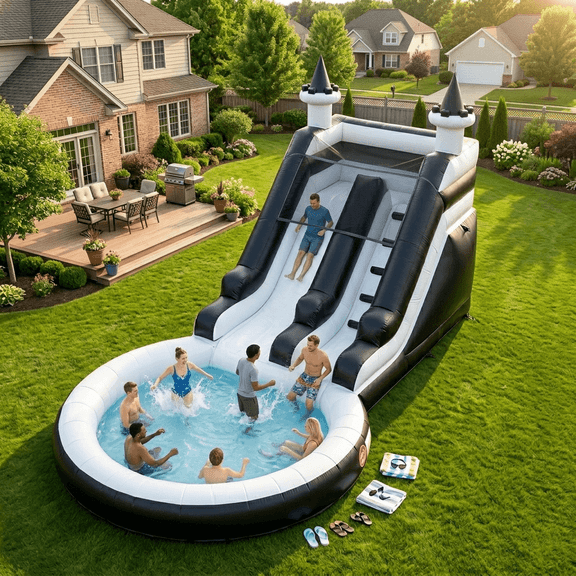 OFFMUST 24FT(L) Inflatable Water Slide for Adults KidsGiant Inflatable Pool&Dartboard100% PVC Commercial Grade Water Slides with Blower, Giant Adult Water Slide Outdoor Backyard