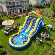 OFFMUST 24ft Giant Inflatable Water Slide for Adults & Kids, Commercial Grade PVC Double Slide with Splash Pool, Heavy Duty Blow Up Water Park for Backyard