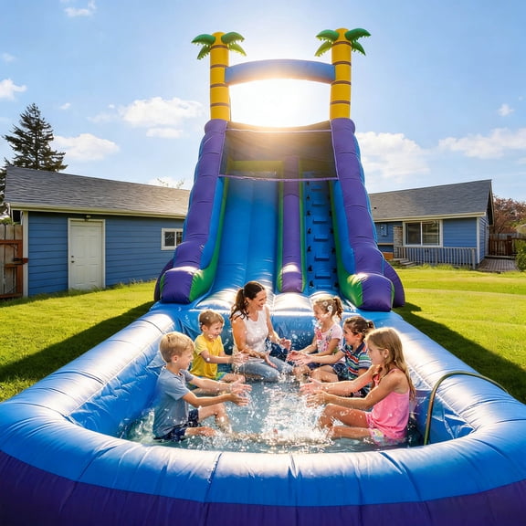 OFFMUST 30FT Commercial Inflatable Water Slide for Adults & Kids, 18.3FT Heavy Duty Blow Up Water Slide with Detachable Pool, Commercial PVC All-Season Backyard Water Park (30' x 15' x