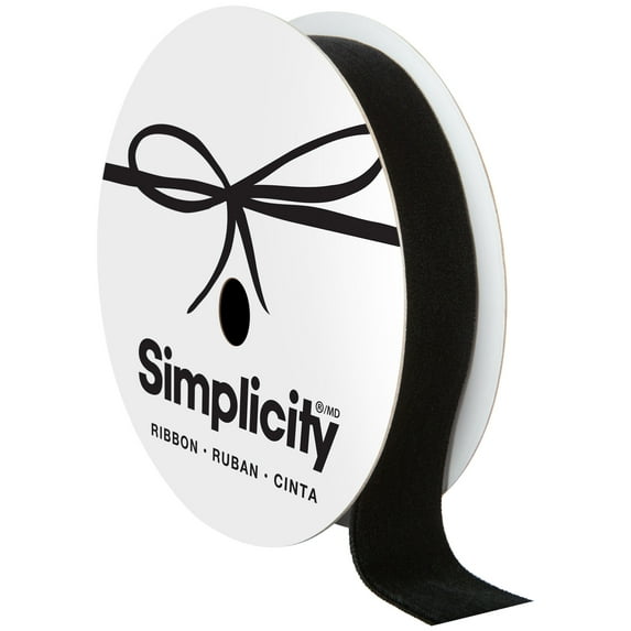 Offray classiq black velvet 0.875in x 12ft for crafts and gifting