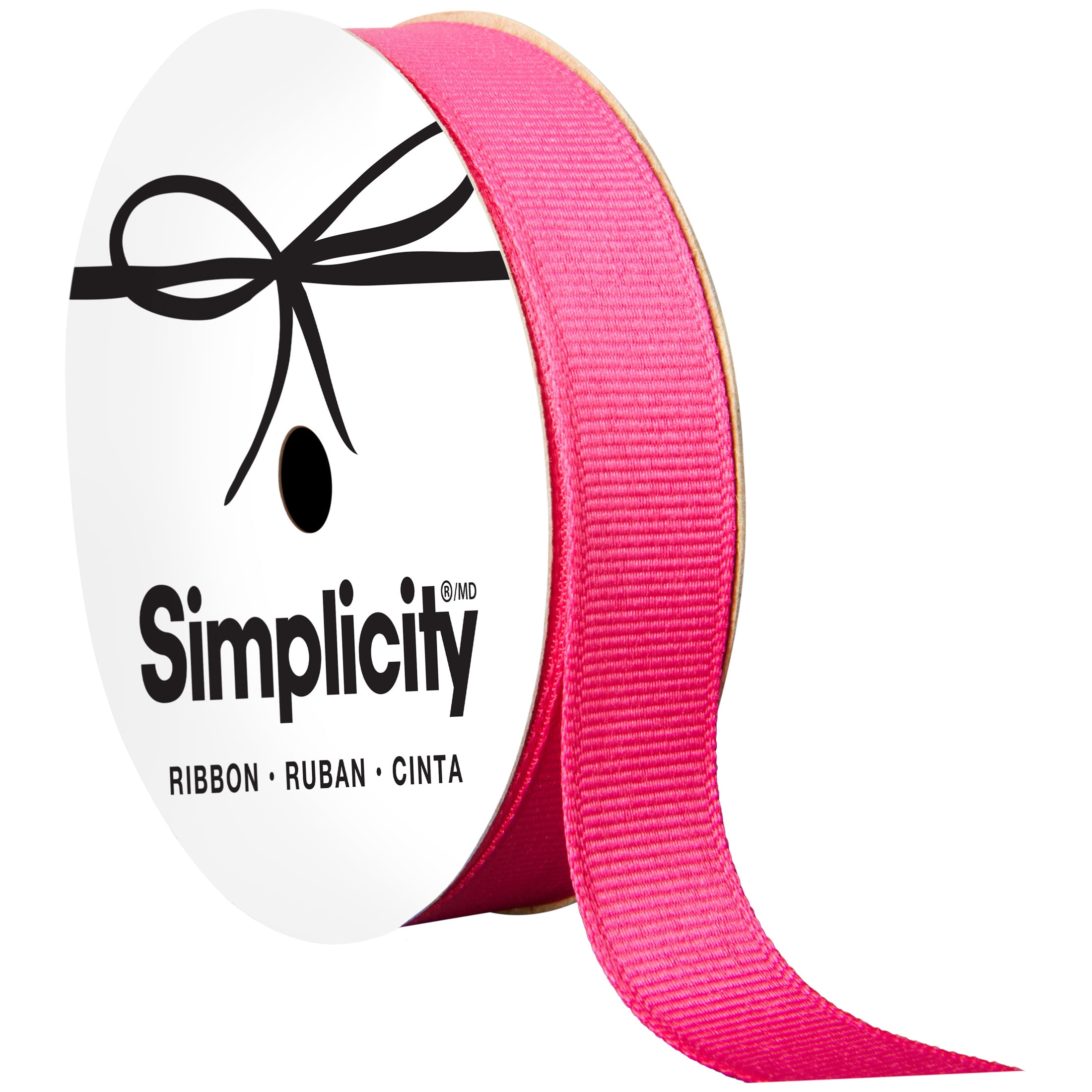 Offray grosgrain shock pink 5/8in x 21 ft ribbon, for sewing, crafts and gifting