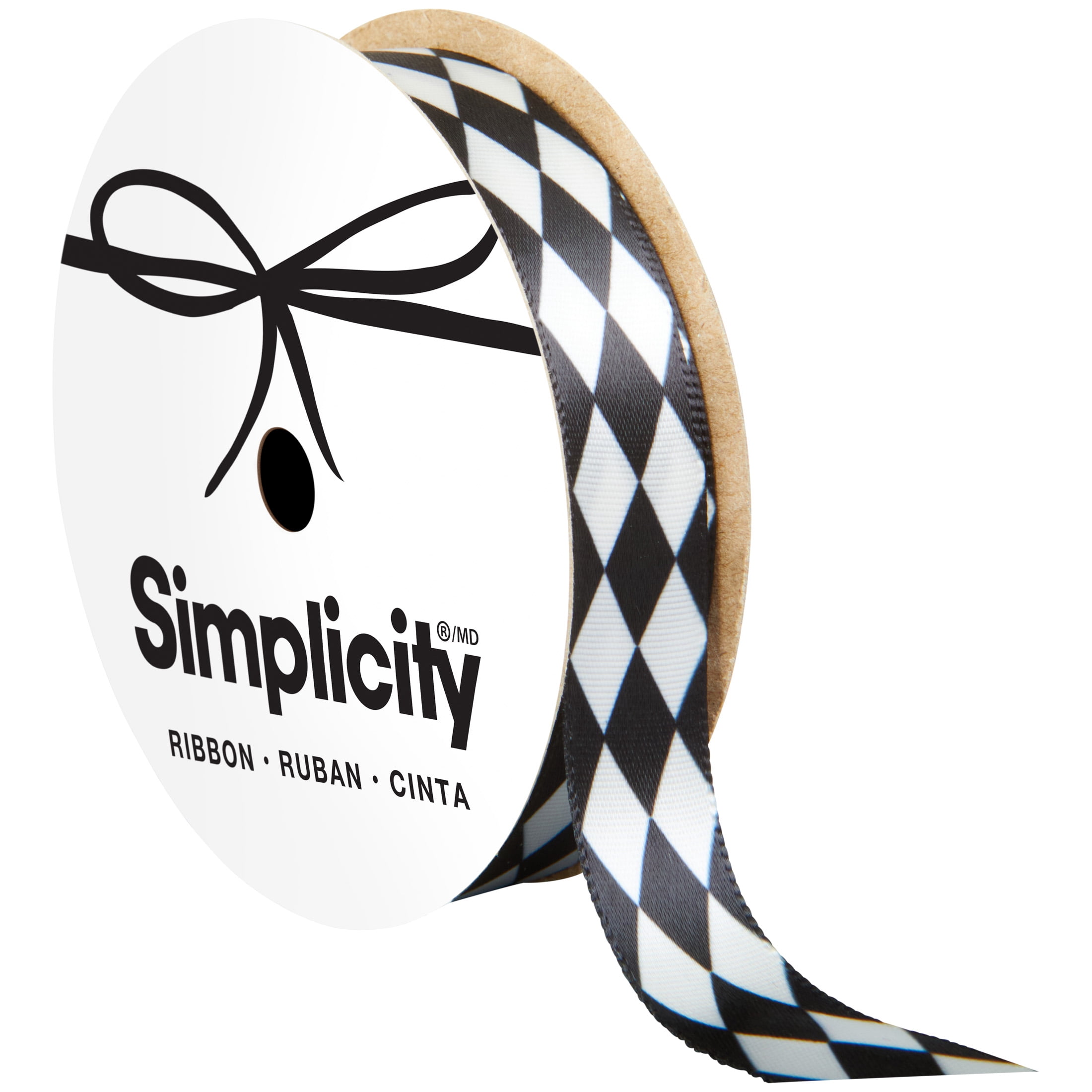 Offray Harlequin White & Black 5/8" X 9 ft Ribbon