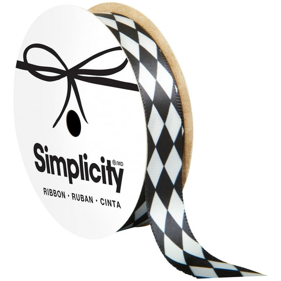 Offray Harlequin White & Black 5/8" X 9 ft Ribbon