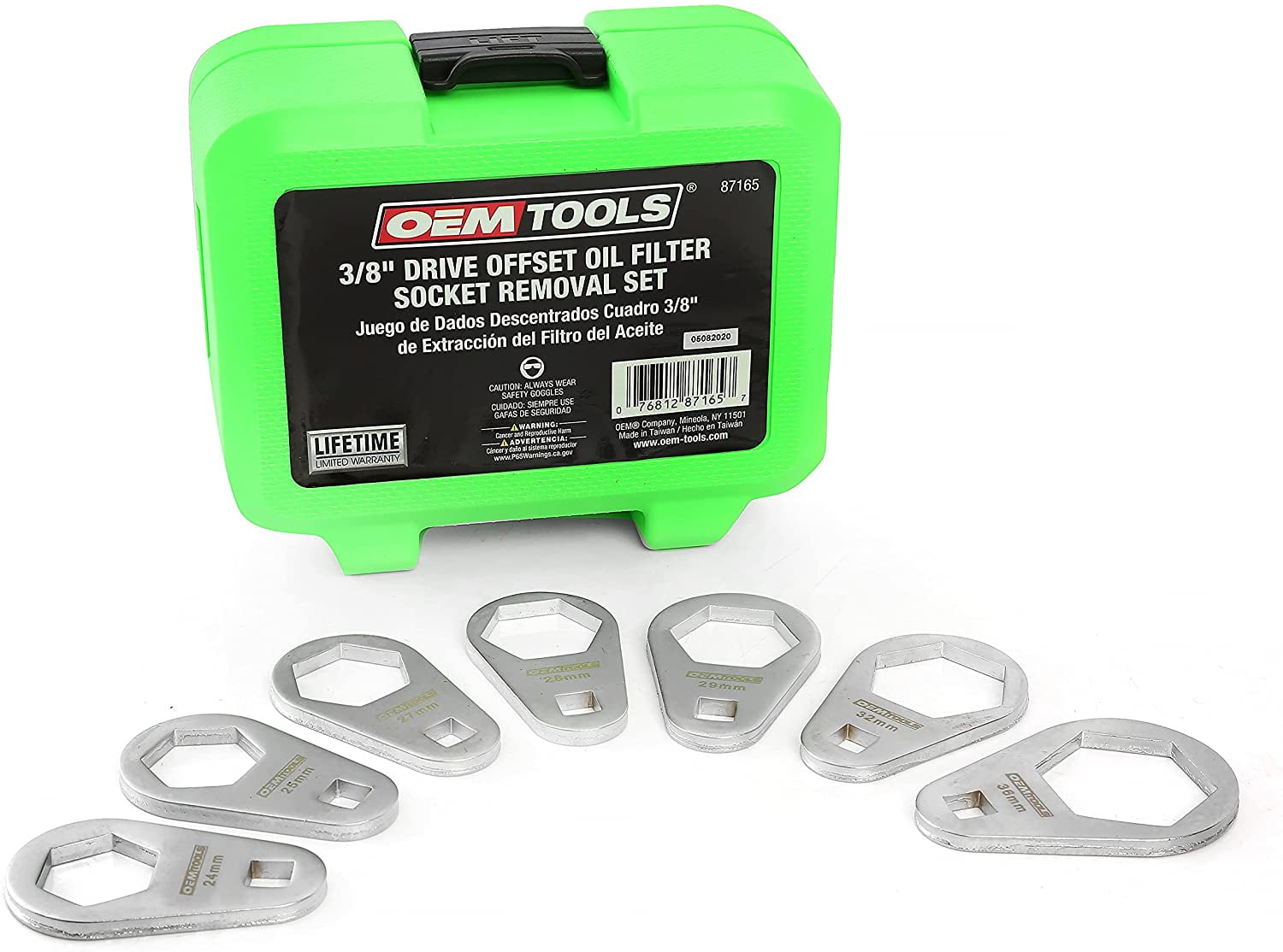 OEMTools 7 Piece 3/8 Inch Drive Offset Oil Filter Cap Wrench Set