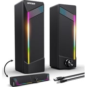 OFFSIR Computer Speakers, PC SoundBar, Gaming Speakers for PC Computer Laptop Desktop, Subwoofer Wired, RGB Speakers, USB Powered 3.5mm Aux Package Includes Only Two Speaker