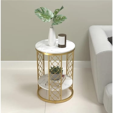 Round Coffee Table,30.71" Coffee Table For Living Room,2Tier Wood
