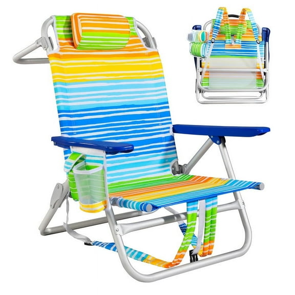 OFIKA Backpack Beach Chair with Storage Pouch, Colorful