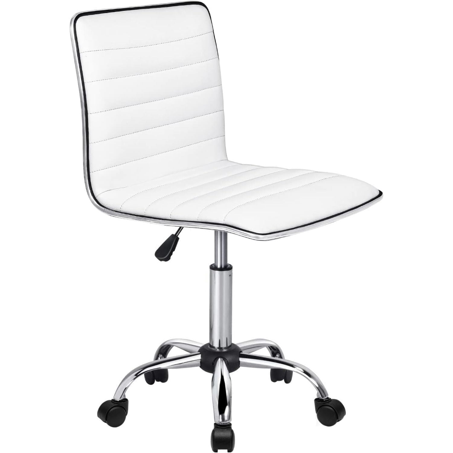QHSP Office Desk Chair, Adjustable Task Chair, Low Back Faux Leather ...