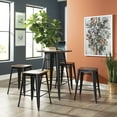 thumbnail image 1 of OFM 161-26B-BK-WNT-4 26 in. 161 Collection Industrial Modern Fully Assembled Backless Metal Stools with Solid Ash Wood Seats, Galvanized Steel Bar Stools with Oversized Seats, Black & Walnut -, 1 of 18
