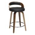 thumbnail image 1 of OFM 161 Collection Mid Century Modern 24" Low Back Bentwood Frame Swivel Seat Stool with Vinyl Back and Seat Cushion, in Walnut/Black (161-WV24C-BLK), 1 of 10