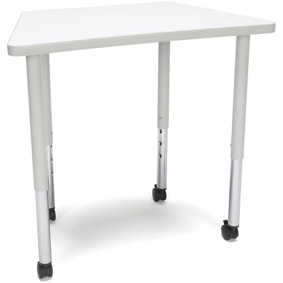 OFM Adapt 33" Trapezoid Mobile Training Table in White