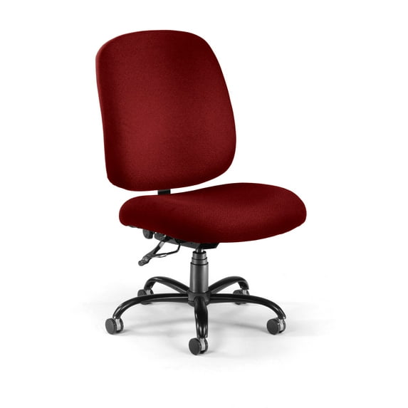 OFM Big & Tall Armless Task Chair - 27" x 32" x 40"-43" - 400 lb Weight Capacity - Fabric - Wine - Assembly Required
