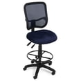 thumbnail image 1 of OFM Comfort Series Model 130-DK Ergonomic Mesh Swivel Armless Task Chair with Drafting Kit, Mid Back, Navy, 1 of 7