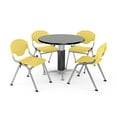 thumbnail image 1 of OFM Core Collection Breakroom Bundle, 36" Round Metal Mesh Base Multi-purpose Table in Gray Nebula, 4 Rico Stacking Chairs in Lemon Yellow (PKG-BRK-021-0010), 1 of 5