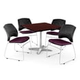 thumbnail image 1 of ofm core collection breakroom bundle, 36" square multi-purpose folding table in cherry, 4 stars stacking chairs in royal blue (pkg-brk-015-0010), 1 of 1