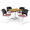 thumbnail image 1 of ofm core collection breakroom bundle, 36" square multi-purpose folding table in cherry, 4 stars stacking chairs in royal blue (pkg-brk-015-0010), 1 of 1