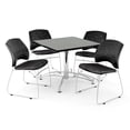 thumbnail image 1 of Square Multi-purpose Table in Gray Nebula, 4 Stars Stacking Chairs in Black, 1 of 1