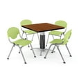 thumbnail image 1 of OFM Core Collection Breakroom Bundle, 42" Square Metal Mesh Base Multi-purpose Table in Cherry, 4 Rico Stacking Chairs in Lime Green (PKG-BRK-024-0006), 1 of 5