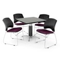 thumbnail image 1 of OFM Core Collection Breakroom Bundle, 42" Square Metal Mesh Base Multi-purpose Table in Gray Nebula, 4 Stars Stacking Chairs in Burgundy (PKG-BRK-018-0027), 1 of 5