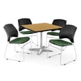 thumbnail image 1 of ofm core collection breakroom bundle, 42" square multi-purpose folding table in oak, 4 stars stacking chairs in forest green (pkg-brk-016-0063), 1 of 1