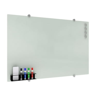 OFM Core Collection Magnetic Glass Whiteboard with Magnetic Marker Caddy, 36 x 24 (GB3624-REC-WHT)