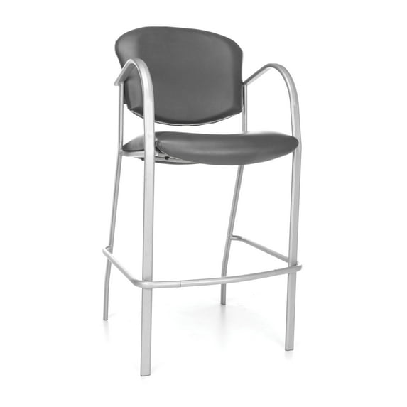 OFM Danbelle Series Model 414C-VAM Antimicrobial Vinyl Contract Reception Cafe Height Chair, Charcoal, Pack of 2