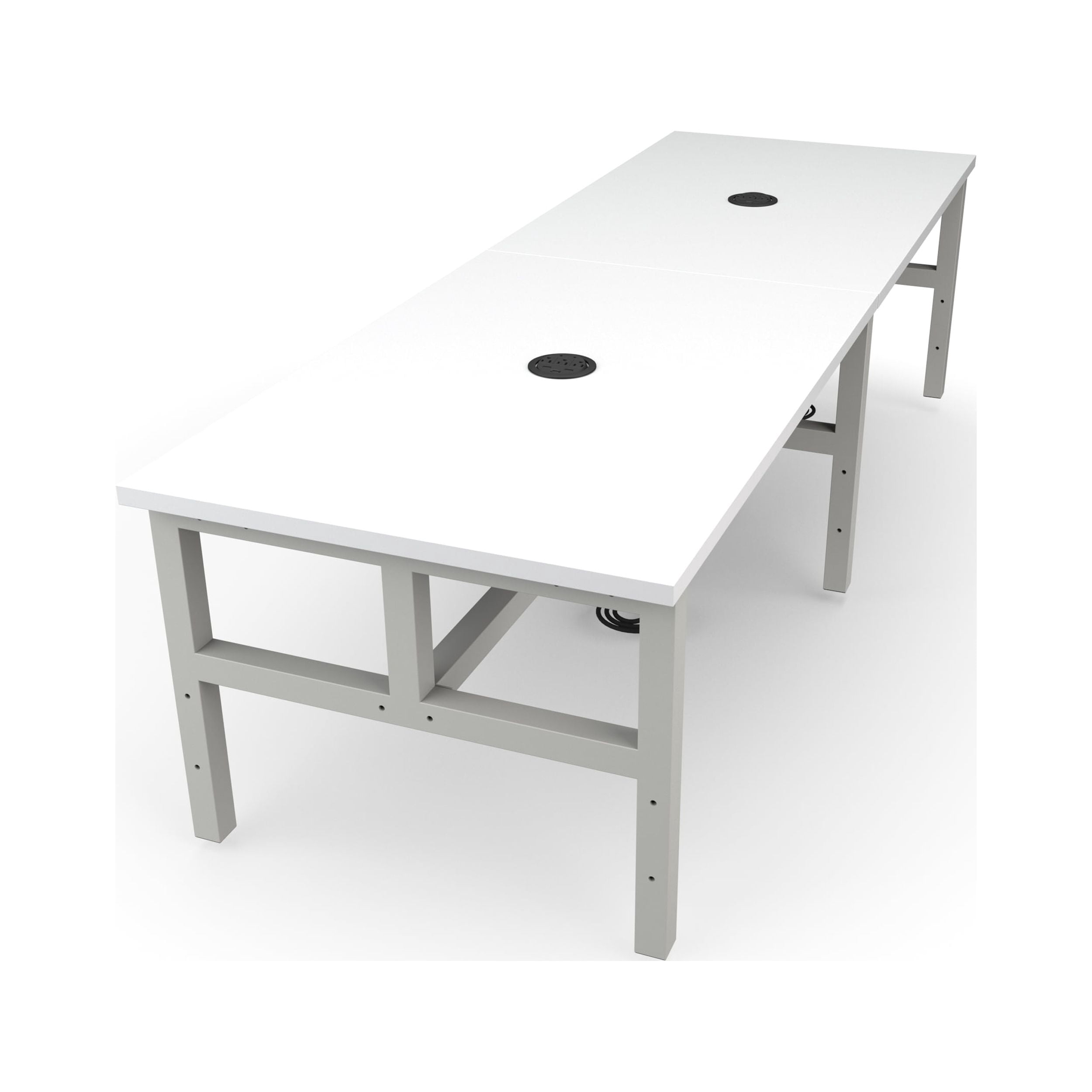 OFM Endure 4 Person Student Height Work Table in Gray and White
