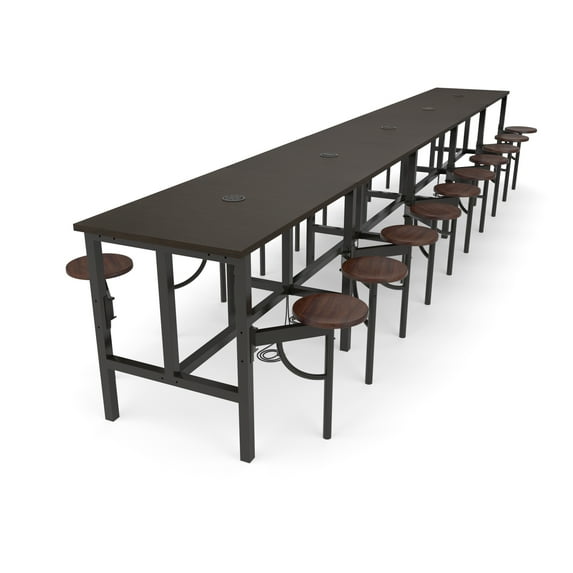 OFM Endure Series Model 9020 Standing Height 20 Seat Table, Walnut Top with Walnut Seats