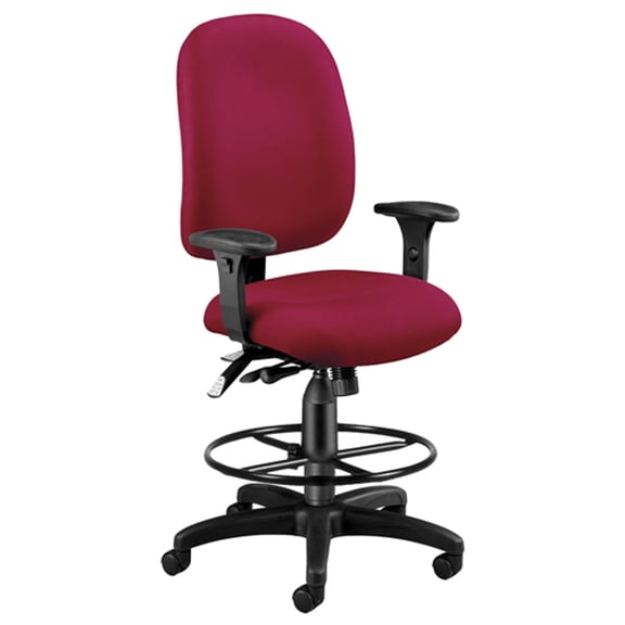OFM Ergonomic Task Chair with Arms and Drafting Kit, Mid Back, in Wine (125-DK-803)