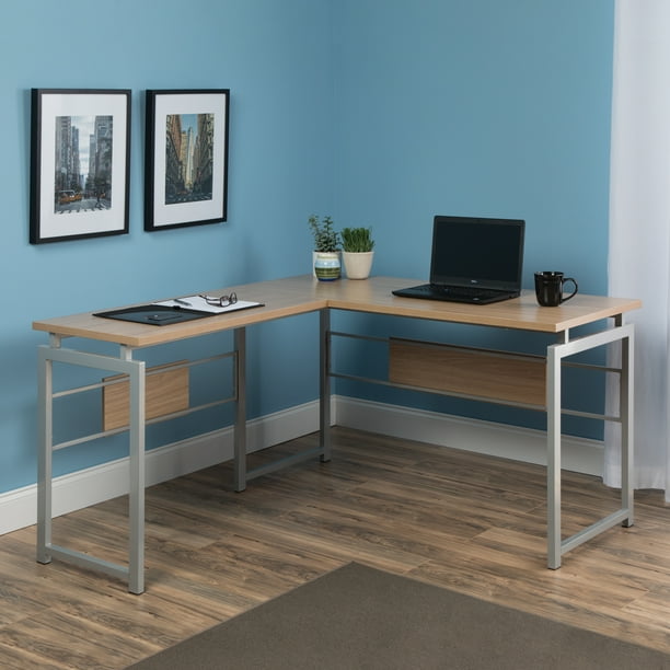 OFM Essentials Collection L Desk with Metal Legs, in Harvest with
