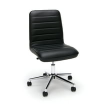 OFM Essentials Collection Leather Mid-Back Armless Office Chair, in Black (ESS-2080-BLK)