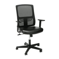 OFM Essentials Collection Mid Back Mesh Back with Leather Seat Office Chair, Lumbar Support, in Black (ESS-3048-BLK)