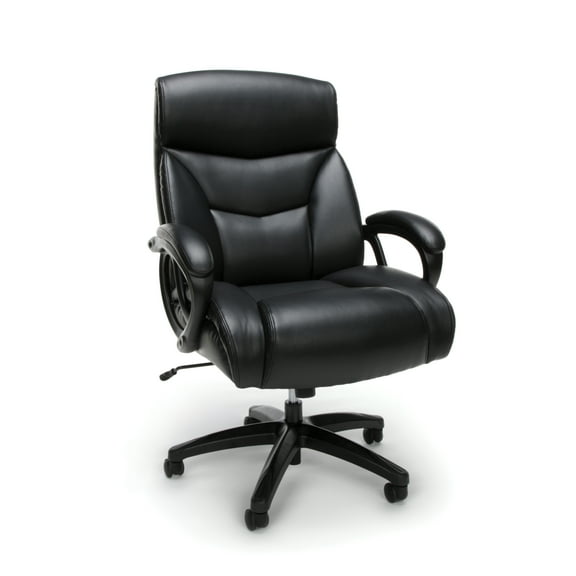 OFM Essentials Collection Big & Tall Bonded Leather Chair, Black