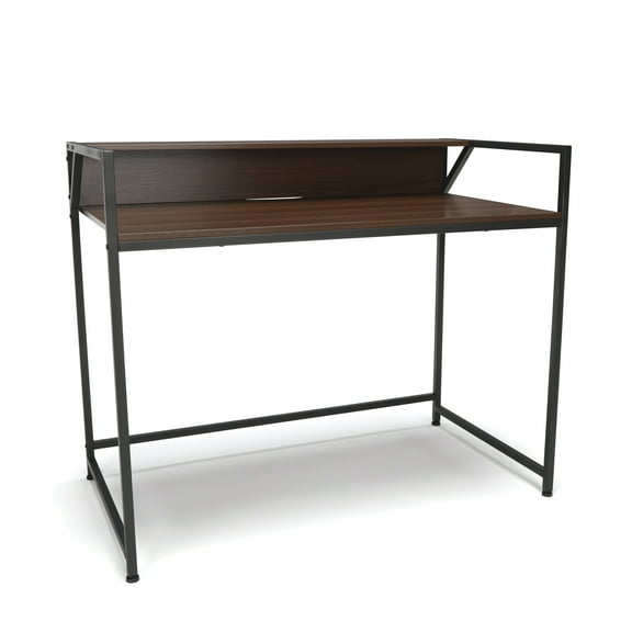 OFM ESS Collection Computer Desk with Shelf, in Walnut with Gray Frame (ESS-1003-GRY-WNT)