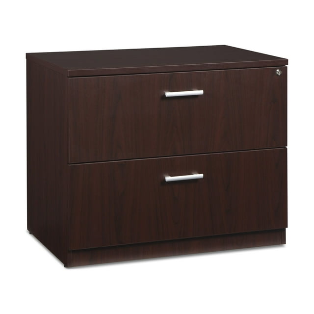 OFM Fulcrum Series Locking Lateral File Cabinet, 2-Drawer Filing Cabinet, Mahogany (CL-L36W-MHG)