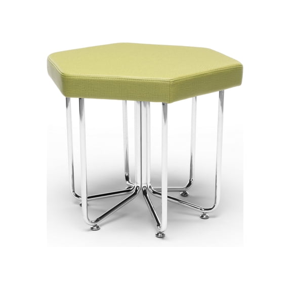 OFM Hex Series Model 66 Vinyl Hexagon Stool, Leaf with Chrome Frame