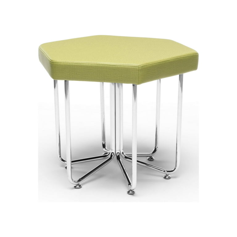 OFM Hex Series Model 66 Vinyl Hexagon Stool, Leaf with Chrome