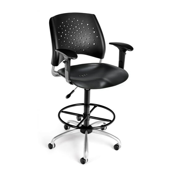 OFM Inc Stars Stack Plastic Chair with Arms and Drafting Kit