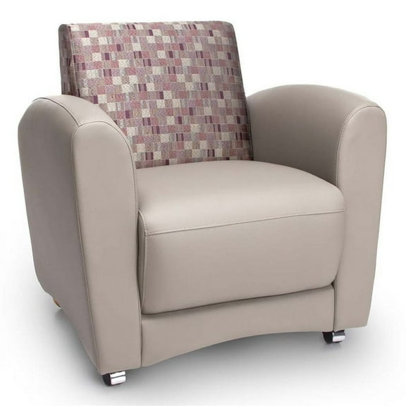 OFM InterPlay Faux Leather Upholstered Chair in Plum and Taupe