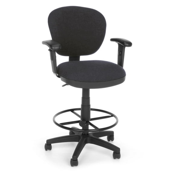 OFM Lite Use Model 150-AA-DK Computer Swivel Task Chair with Arms and Drafting Kit, Fabric, Gray