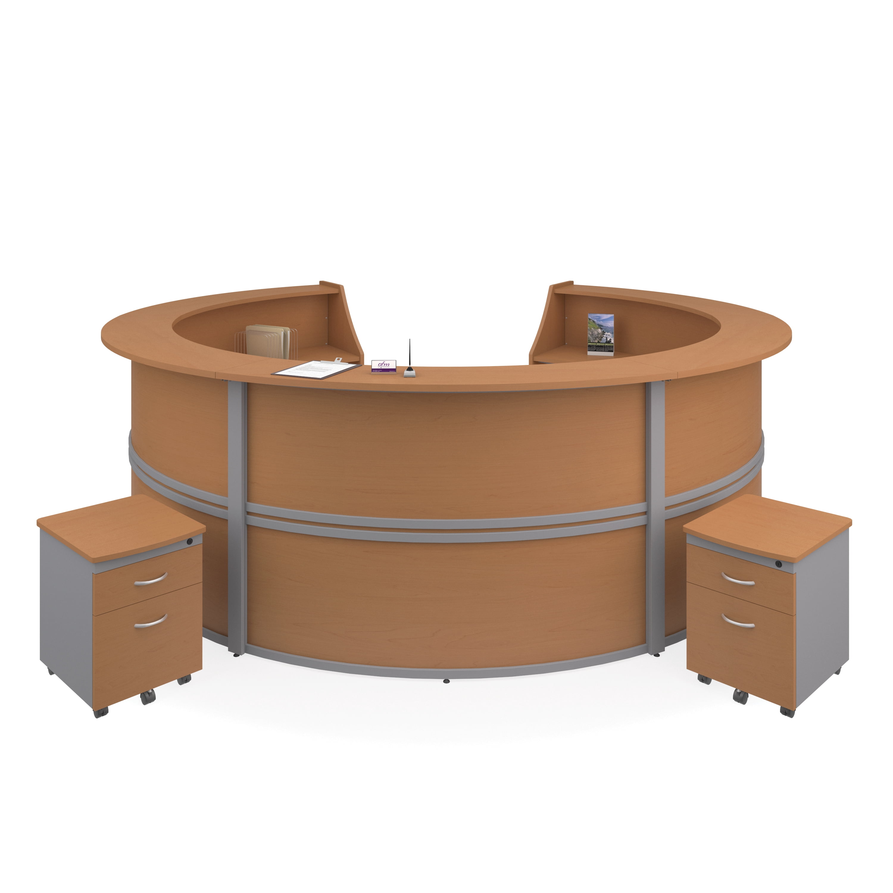 File Racks In Reception OFM Marque 5-Unit Curved Reception Station - Maple Finish - Walmart.com