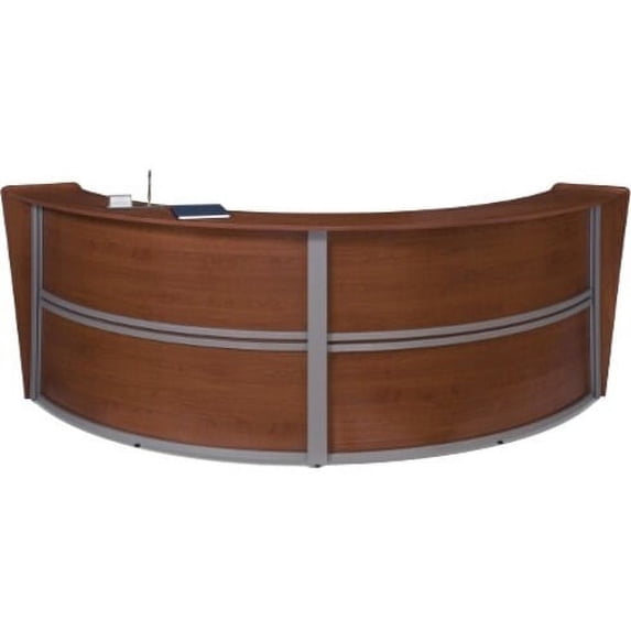 OFM Marque Series Model 55292 Double Unit Reception Desk Station, Cherry with Silver Frame