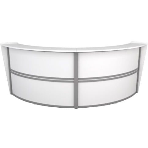OFM Marque Series Model 55292 Double Unit Reception Station, White with Silver Frame