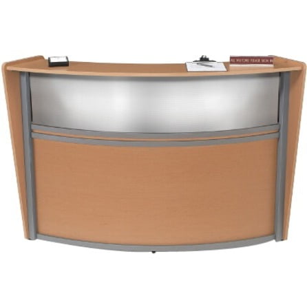 OFM Marque Series Model 55310 Single Unit Plexi Reception Station, Maple with Silver Frame