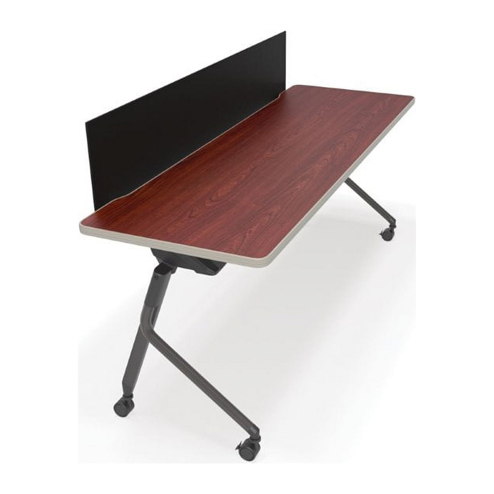 OFM Mesa Privacy Panel Folding Table in Cherry and Black