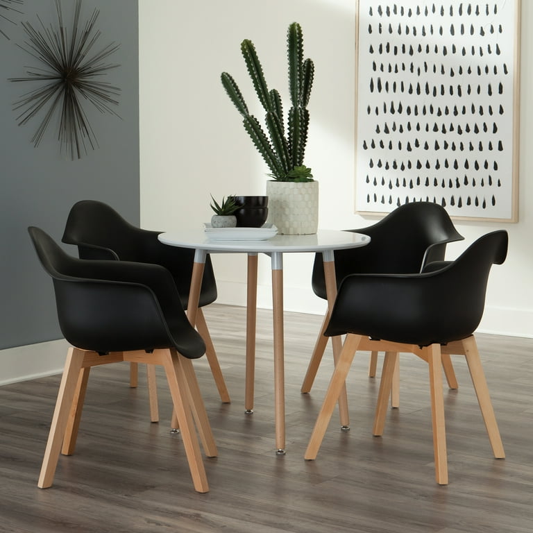 OFM Mid Century Modern Plastic Molded Dining Chairs, Wood Legs