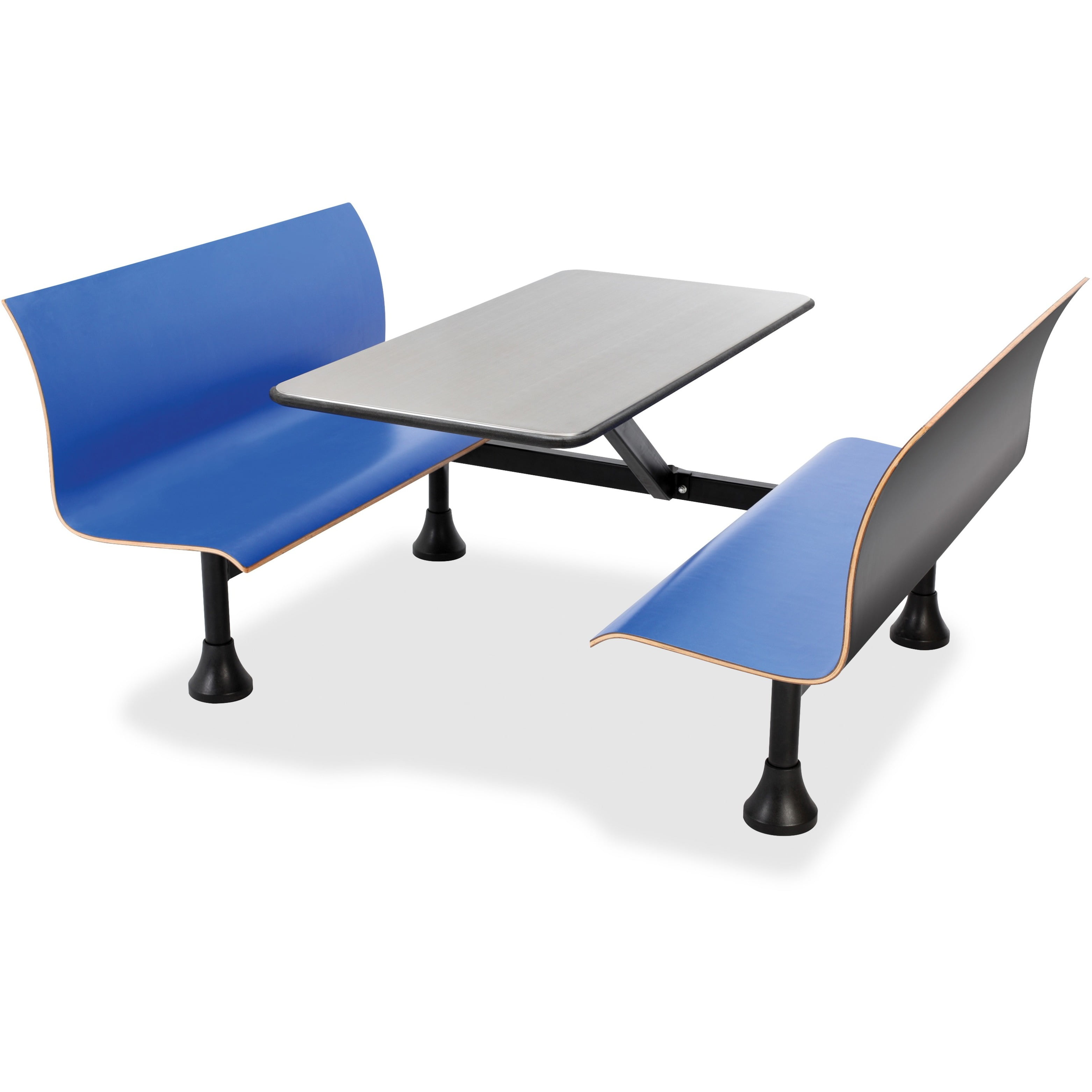 OFM Model 1006W Retro Bench Table with End Support, 24" Stainless Steel Top, Blue Seats